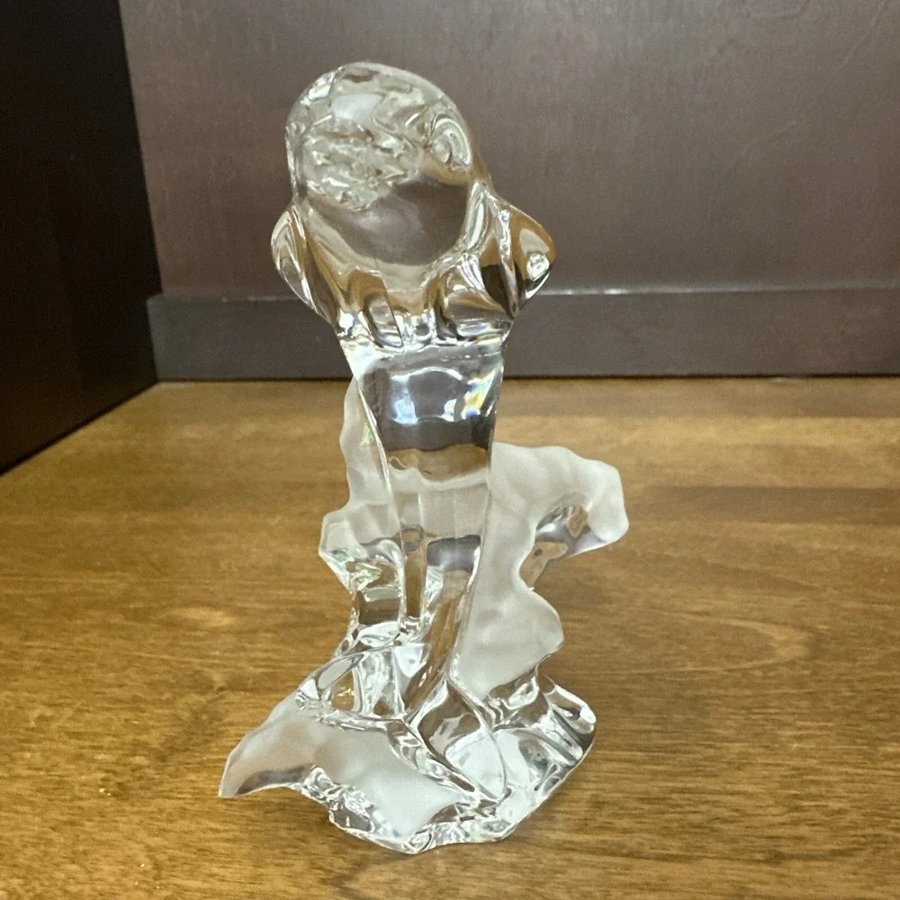 Lenox 1993 Lead Crystal Dolphin Jumping Out of Frosted Ocean Waves Figurine 5